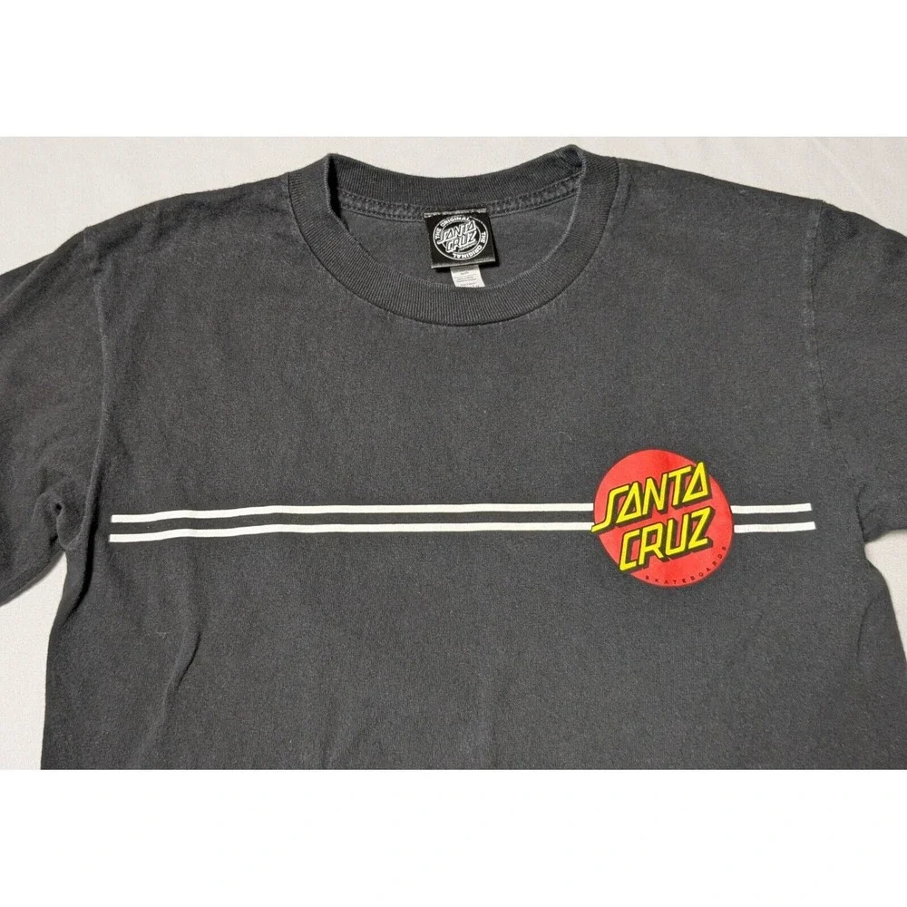 SANTA CRUZ Double-Sided DOT LOGO‎ Black Cotton Long Sleeve T-Shirt - Boys Medium